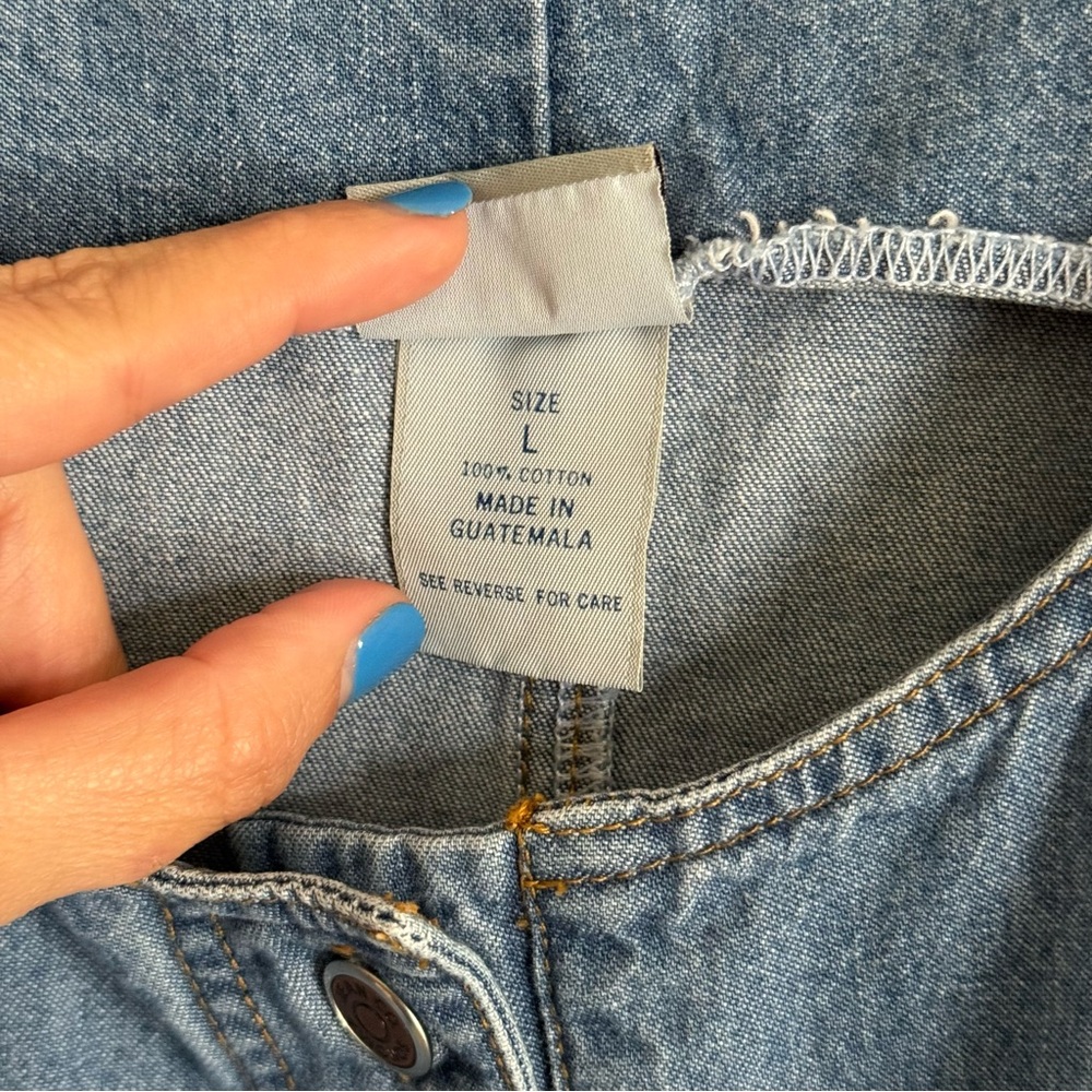 Vintage Y2K Sonoma Light Blue Denim Jumper Dress Button Down Front Pockets Large - Picture 6 of 6